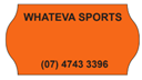 Orange colour label with brand name and phone number