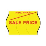 22x16mm Meto REGULAR and SALE Price Label, Permanent Adhesive, Tamper Proof, Fluoro Yellow