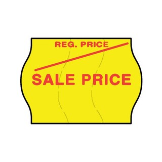 22x16mm Meto REGULAR and SALE Price Labels, Permanent Adhesive, Tamper Proof, Fluoro Yellow
