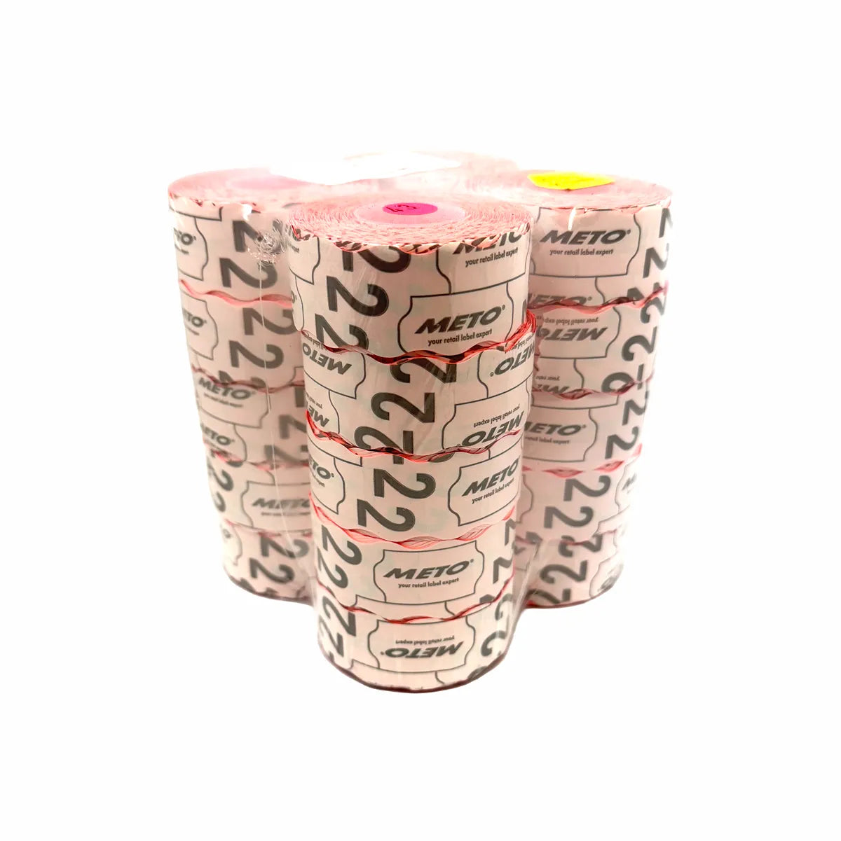26x16mm Meto fluoro red permanent label bundle