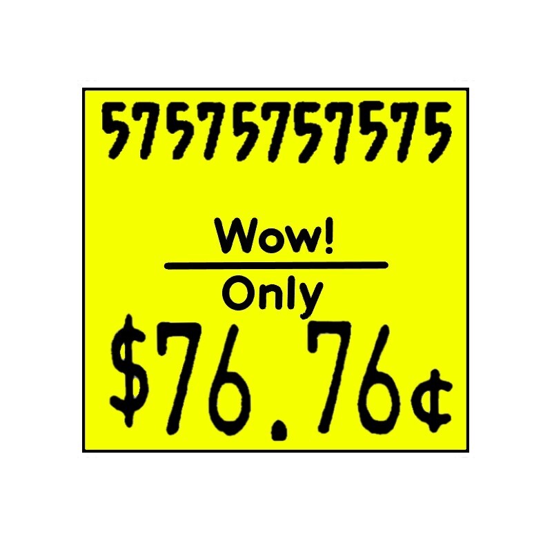 29x28mm Meto Fluoro Yellow WOW ONLY Removable Label with Code and Price