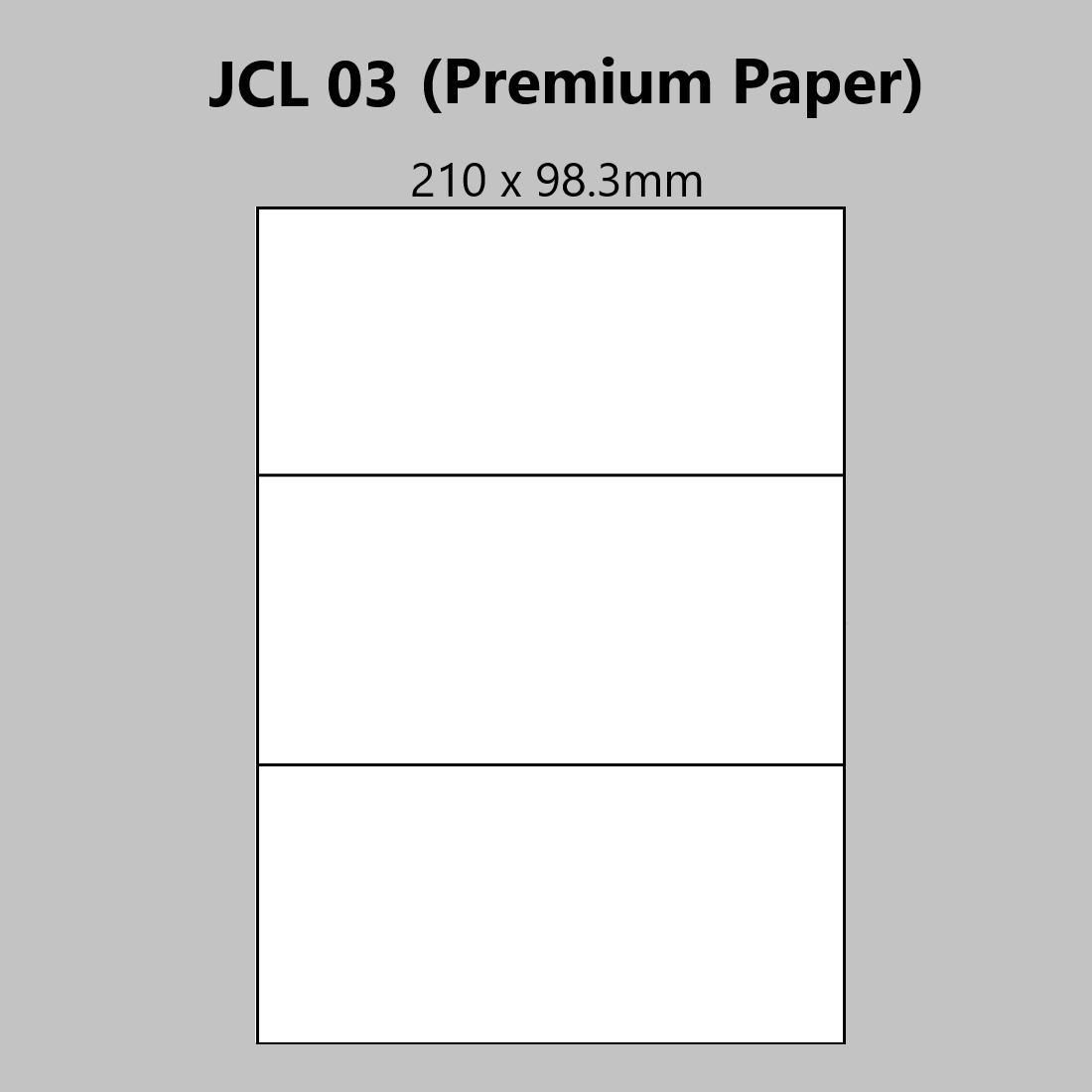 A4 Laser Printer Labels - 3 Labels Per Page - 100 Sheets