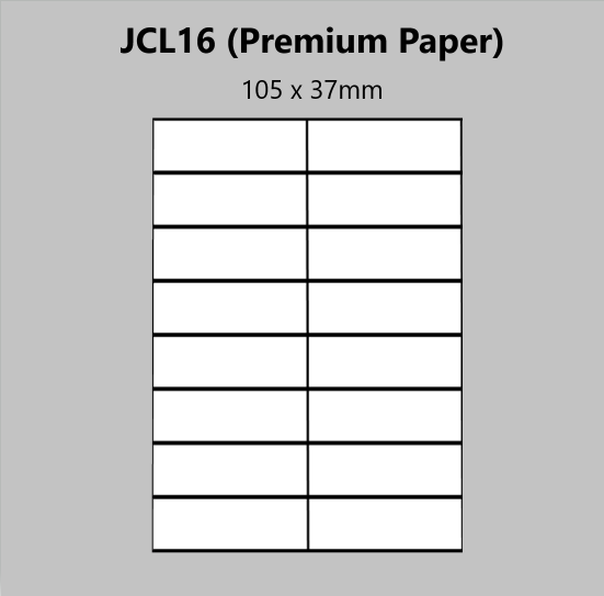 A4 Laser Printer Labels - 16 Labels Per Page - 100 Sheets