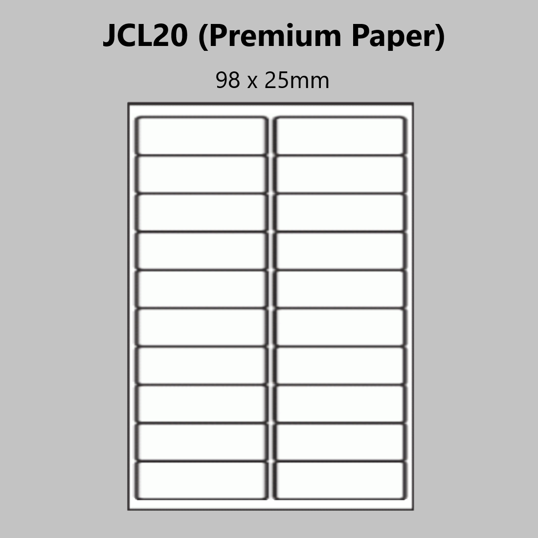A4 Laser Printer Labels - 20 Labels Per Page - 100 Sheets