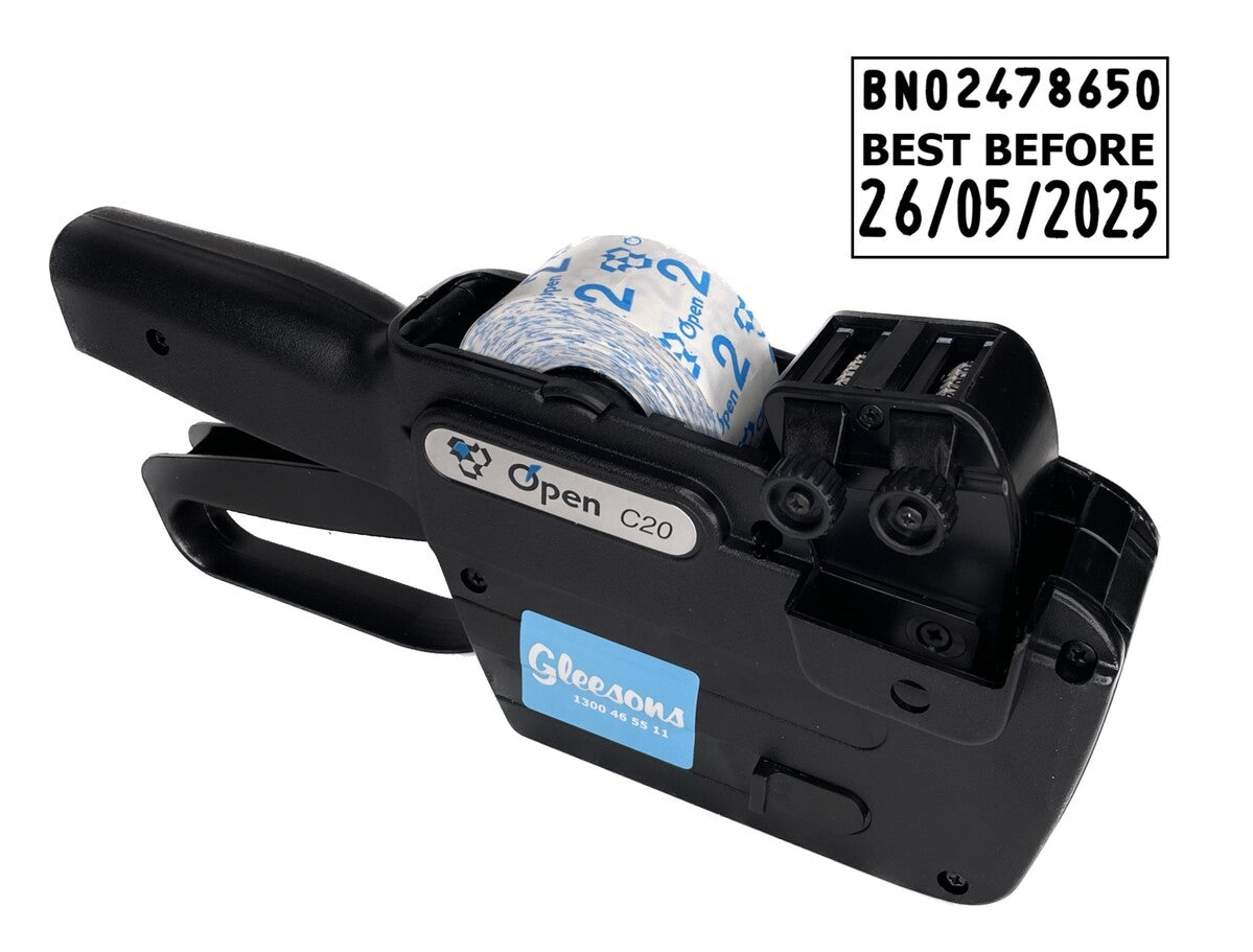 Open c20 gun with best before label
